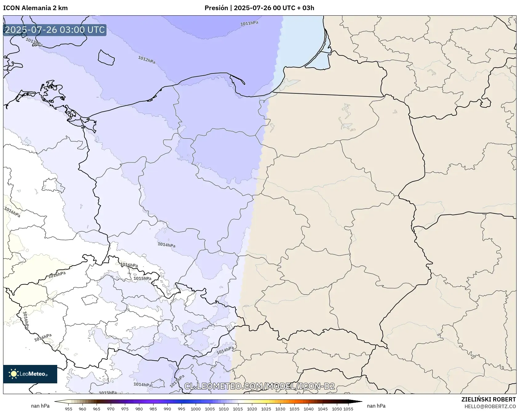ICON Alemania 2 km model - Polonia, Presión