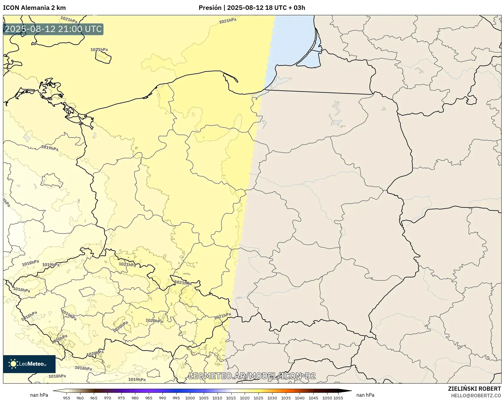 ICON Alemania 2 km model - Polonia, Presión ICON Alemania 2 km model - Polonia, Presión