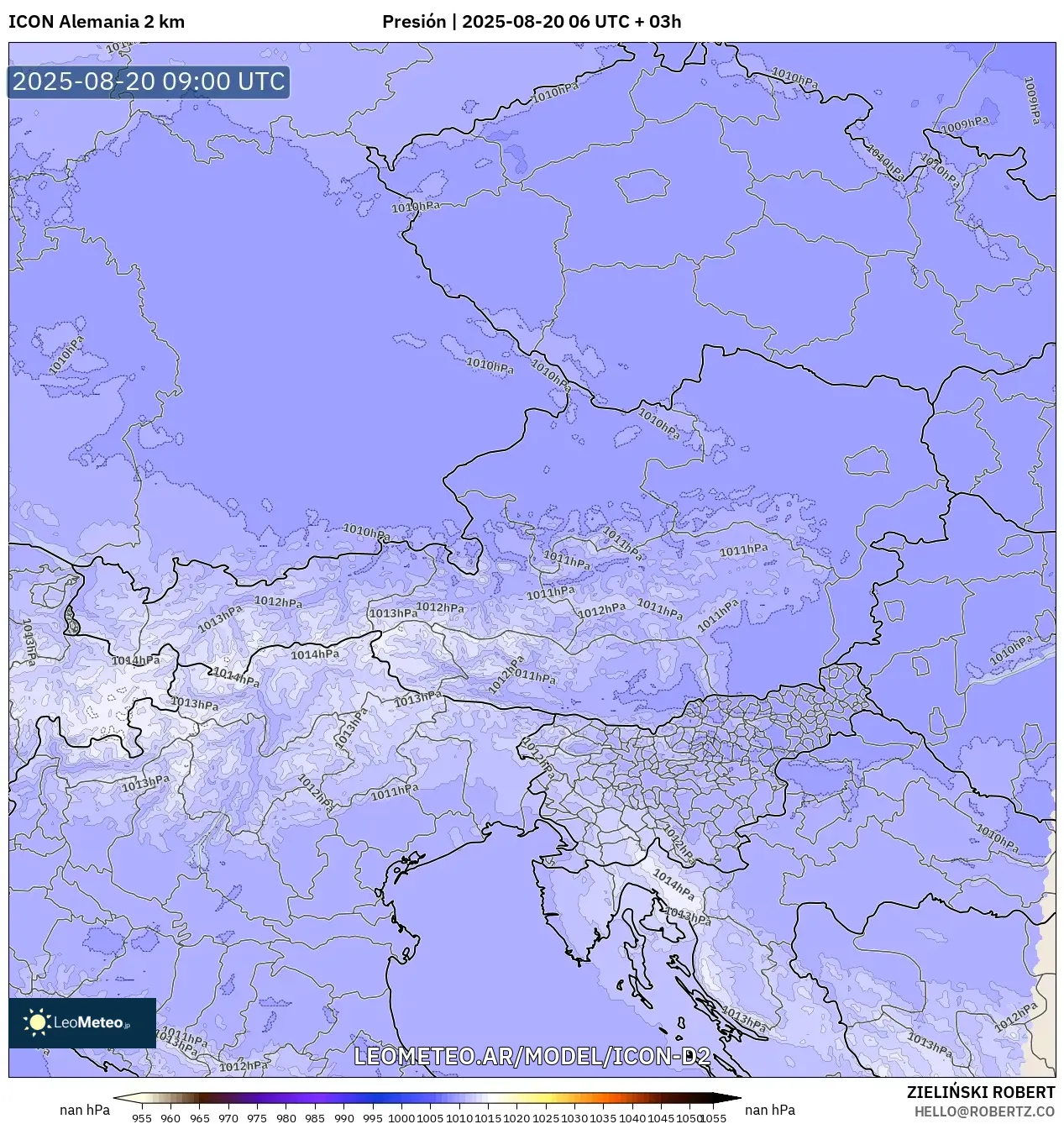 ICON Alemania 2 km model - Austria, Presión