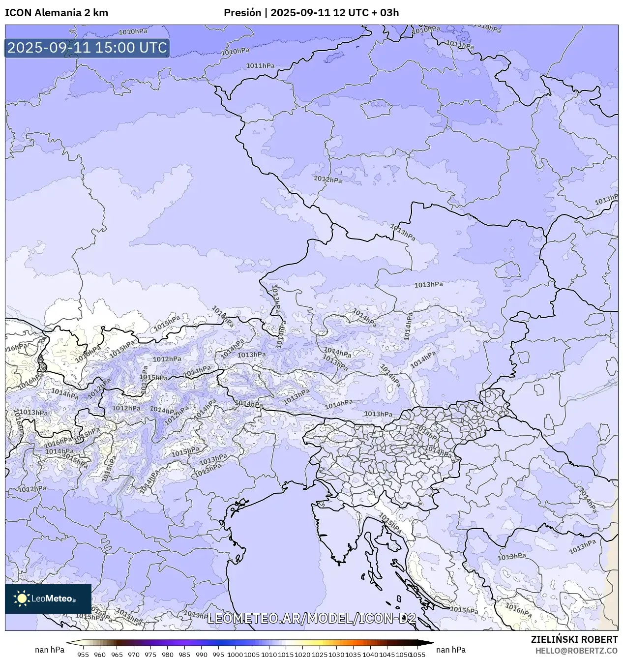 ICON Alemania 2 km model - Austria, Presión