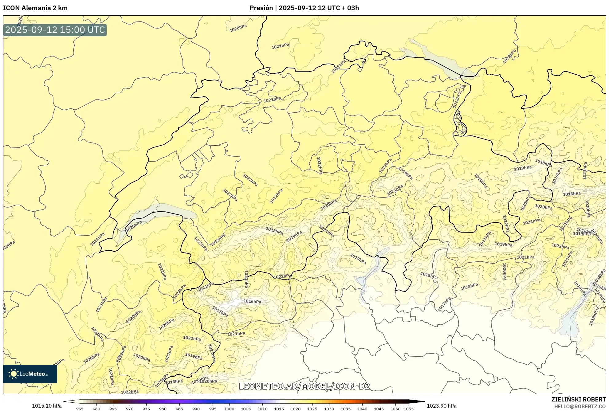ICON Alemania 2 km model - Suiza, Presión ICON Alemania 2 km model - Suiza, Presión