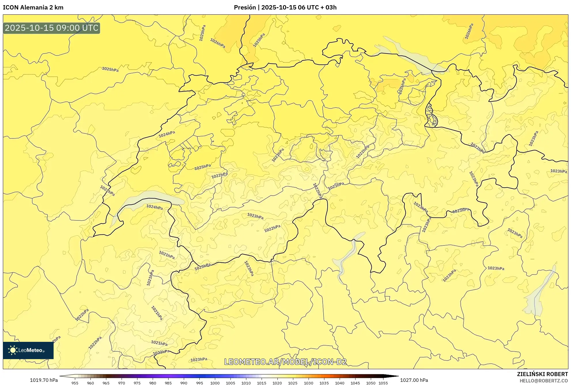 ICON Alemania 2 km model - Suiza, Presión ICON Alemania 2 km model - Suiza, Presión