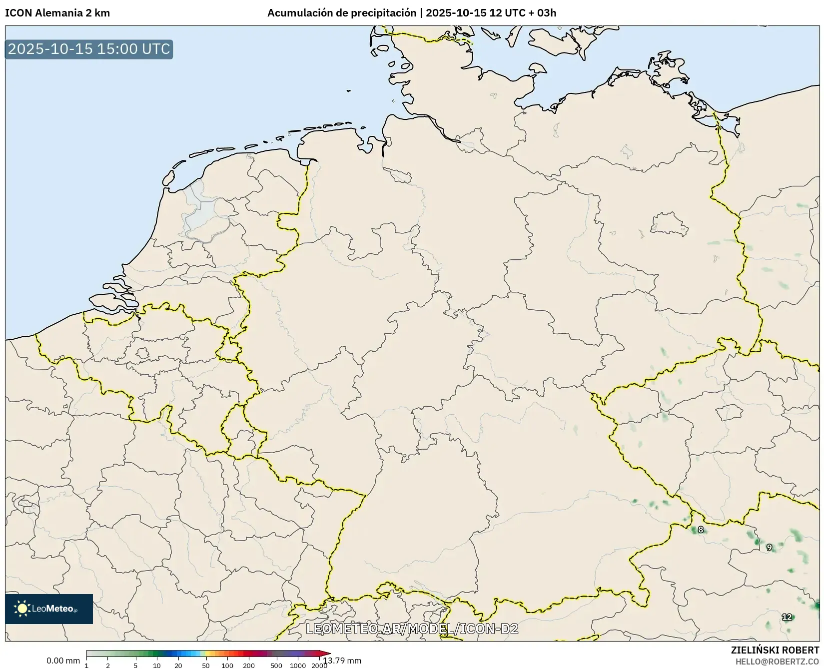 ICON Alemania 2 km model - Alemania, Acumulación de precipitación
