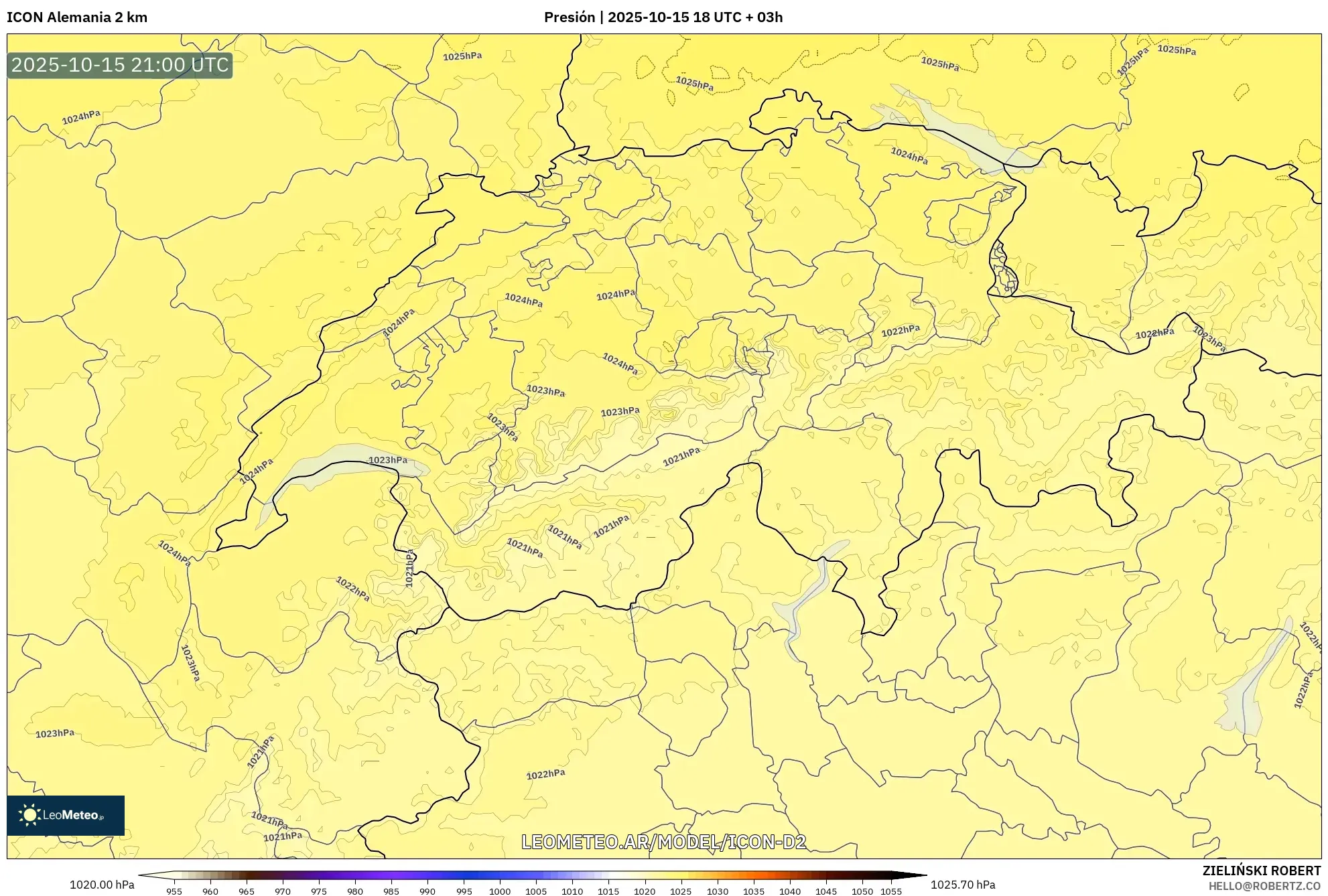 ICON Alemania 2 km model - Suiza, Presión ICON Alemania 2 km model - Suiza, Presión