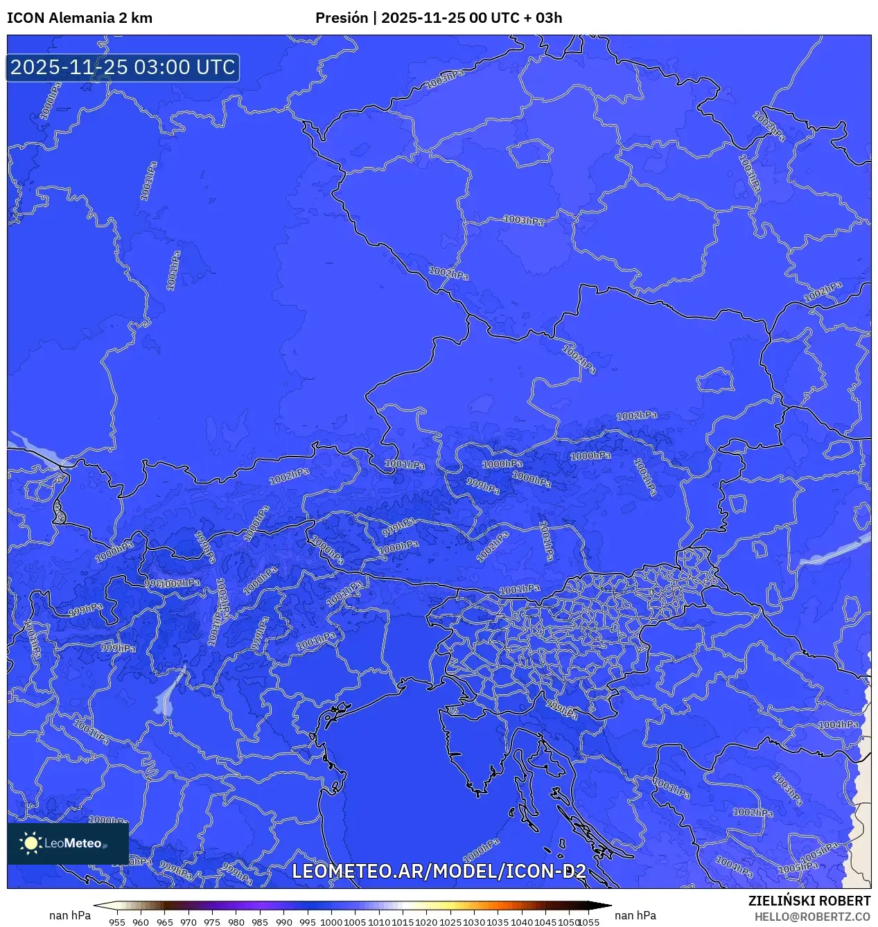 ICON Alemania 2 km model - Austria, Presión