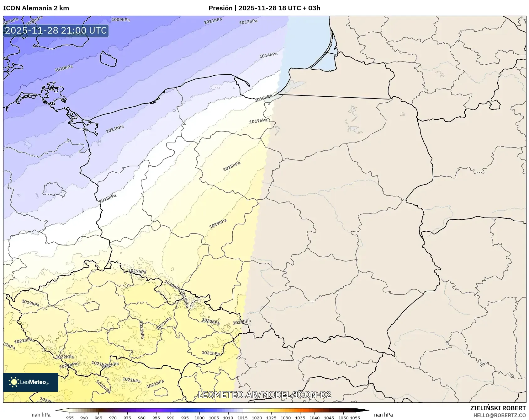 ICON Alemania 2 km model - Polonia, Presión