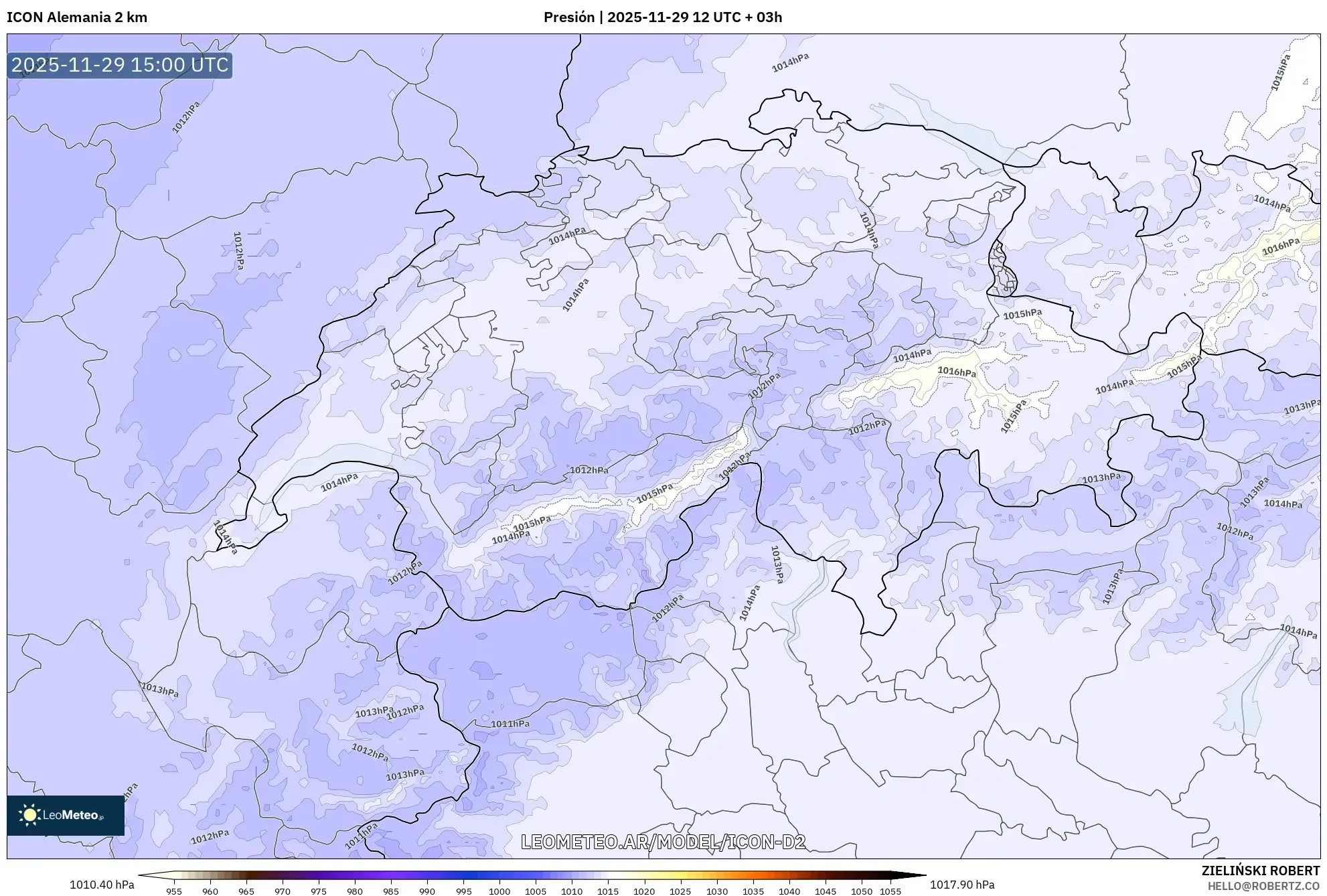 ICON Alemania 2 km model - Suiza, Presión