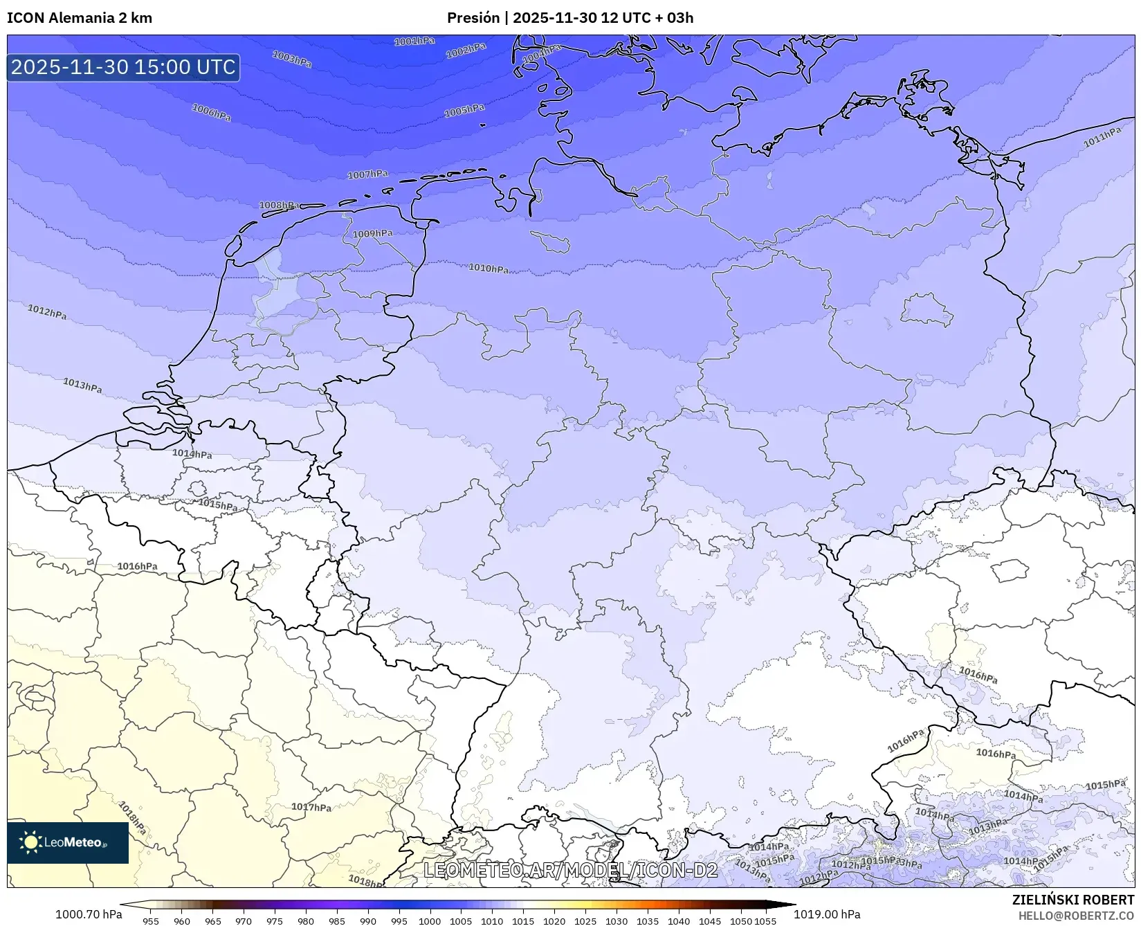 ICON Alemania 2 km model - Alemania, Presión