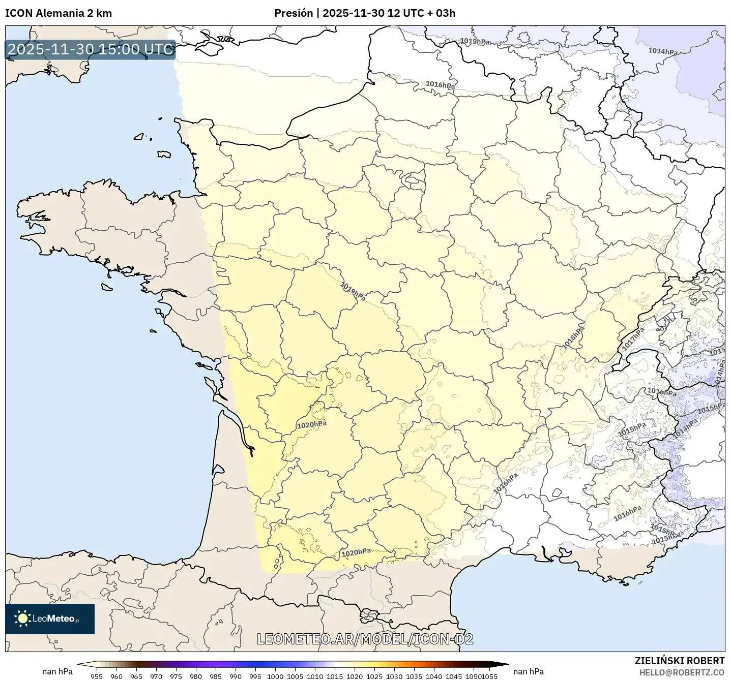 ICON Alemania 2 km model - Francia, Presión