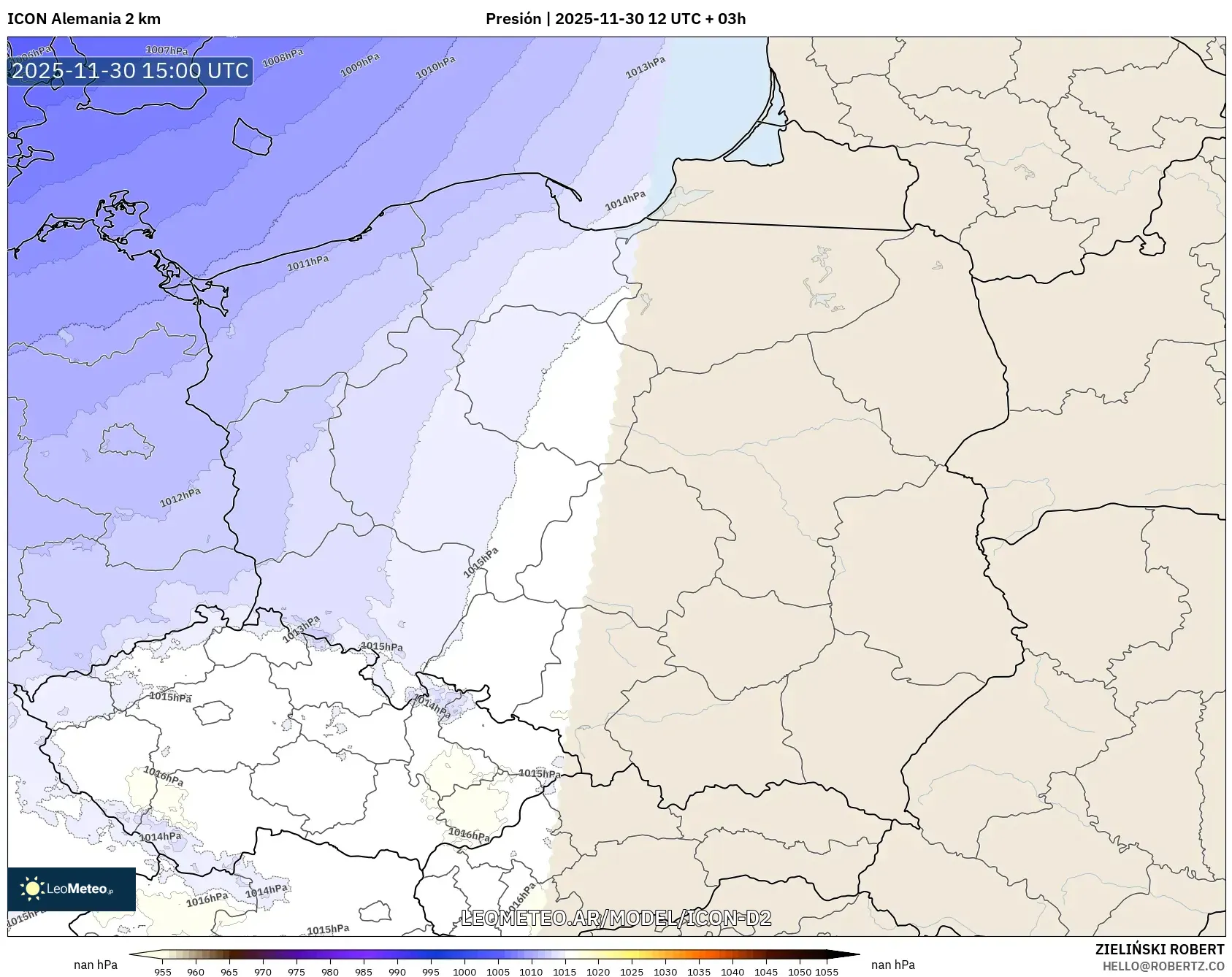 ICON Alemania 2 km model - Polonia, Presión