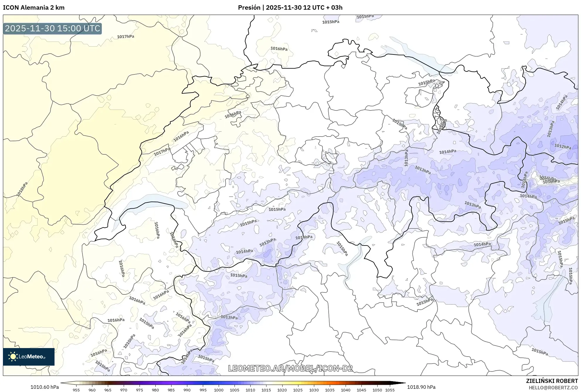 ICON Alemania 2 km model - Suiza, Presión