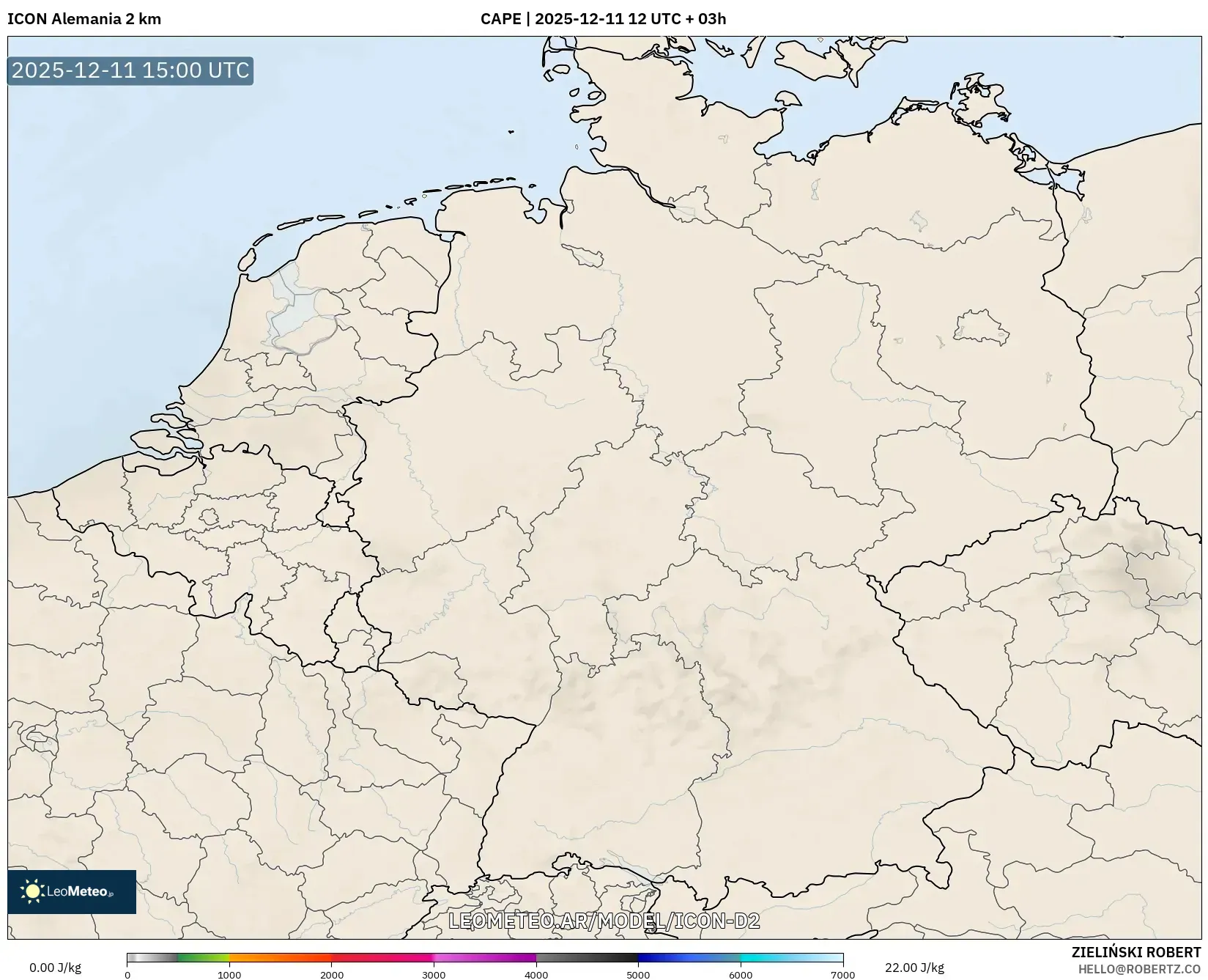 ICON Alemania 2 km model - Alemania, CAPE