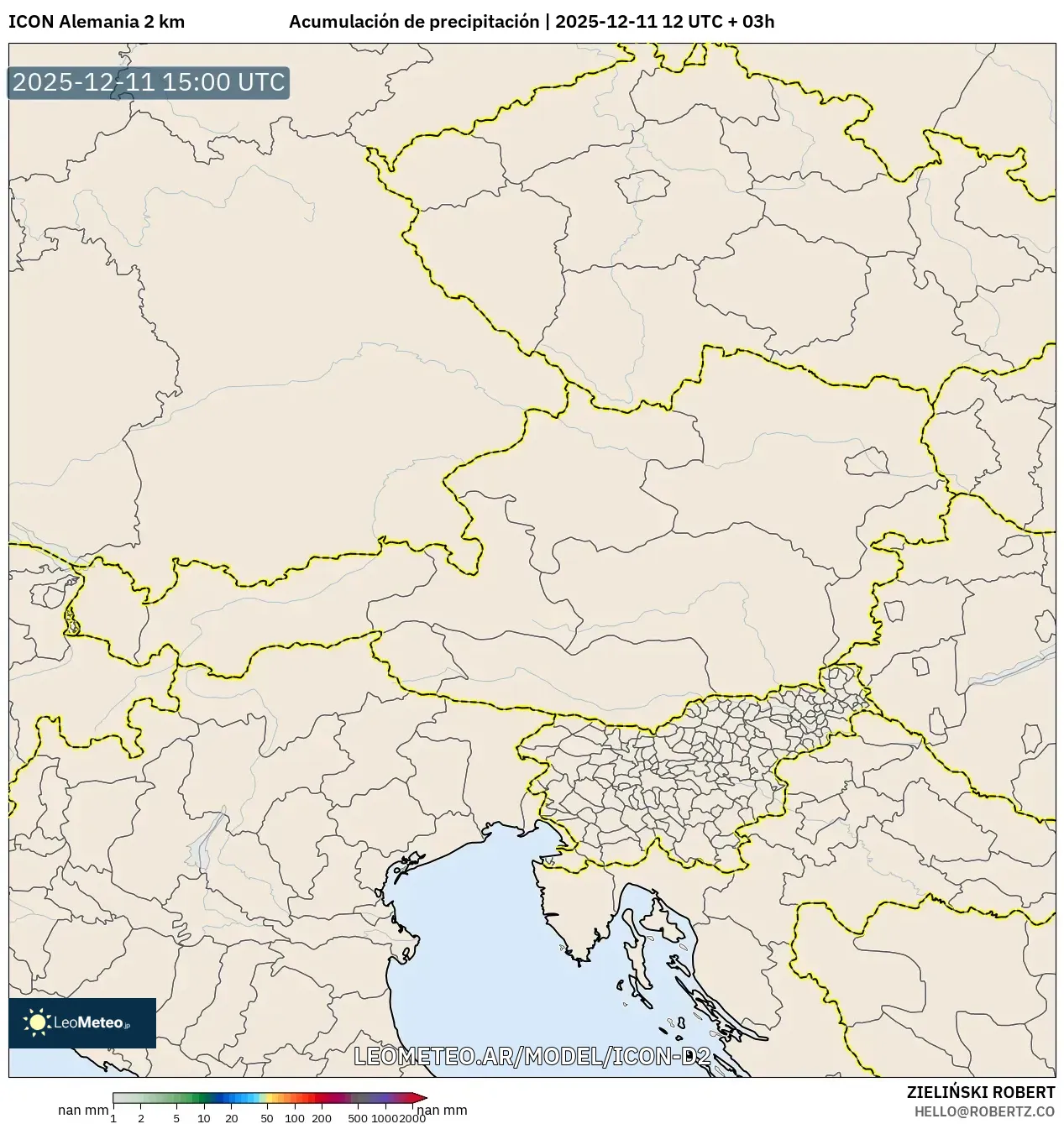 ICON Alemania 2 km model - Austria, Acumulación de precipitación