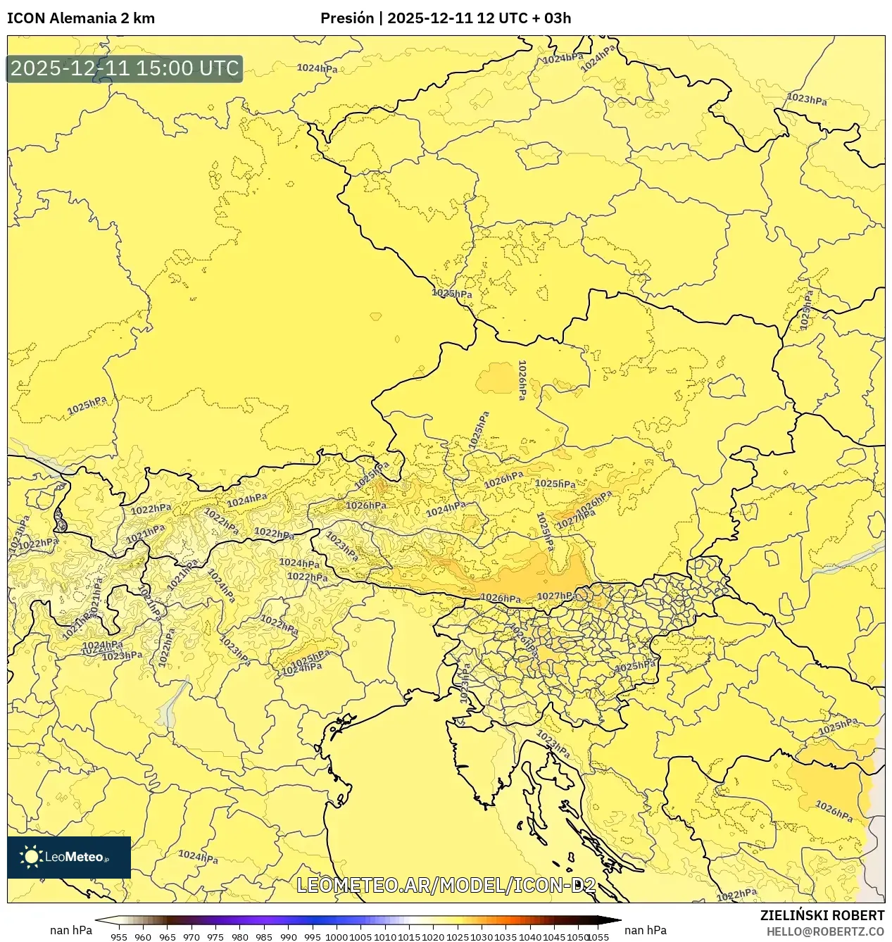 ICON Alemania 2 km model - Austria, Presión