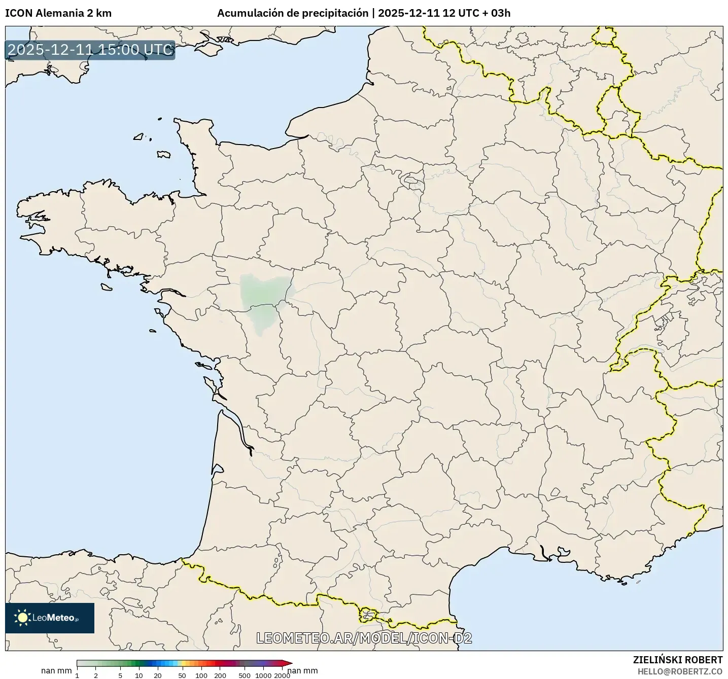 ICON Alemania 2 km model - Francia, Acumulación de precipitación