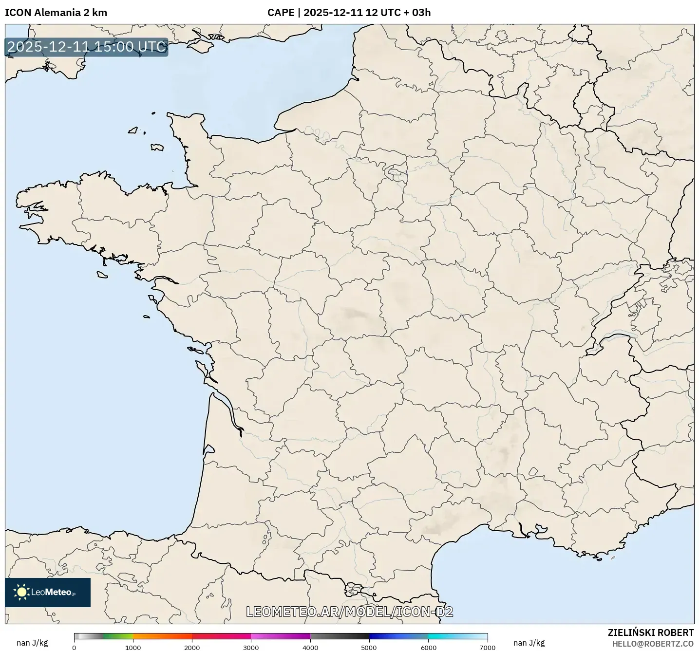 ICON Alemania 2 km model - Francia, CAPE