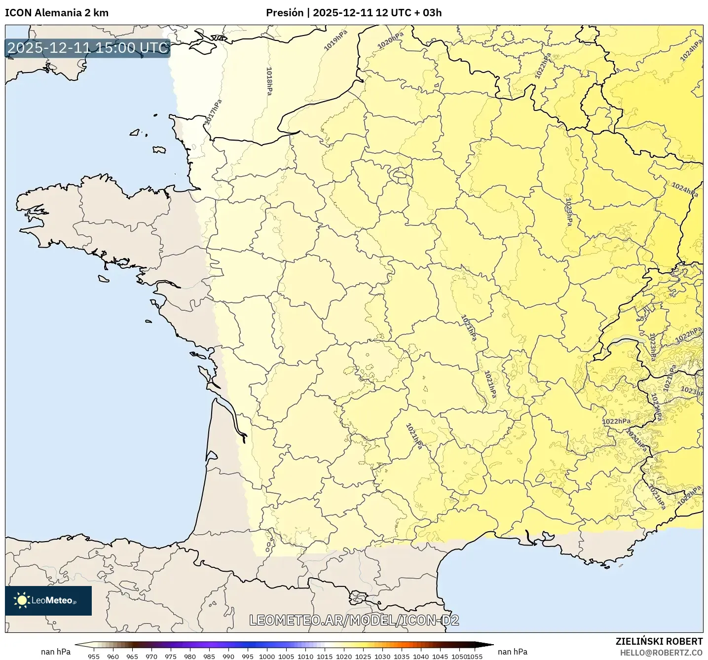 ICON Alemania 2 km model - Francia, Presión