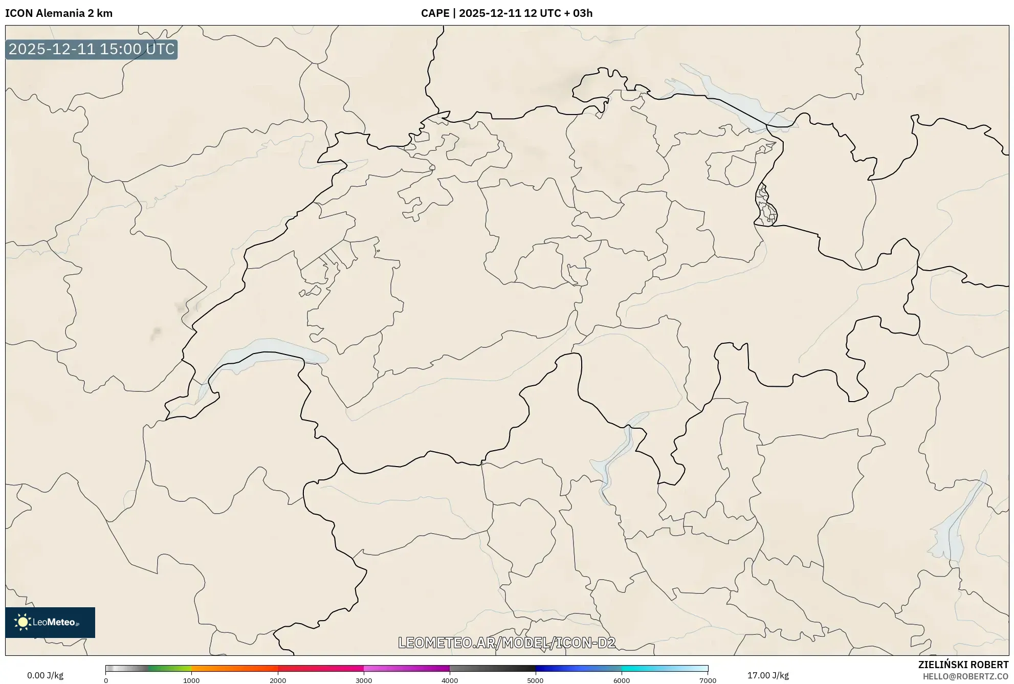 ICON Alemania 2 km model - Suiza, CAPE