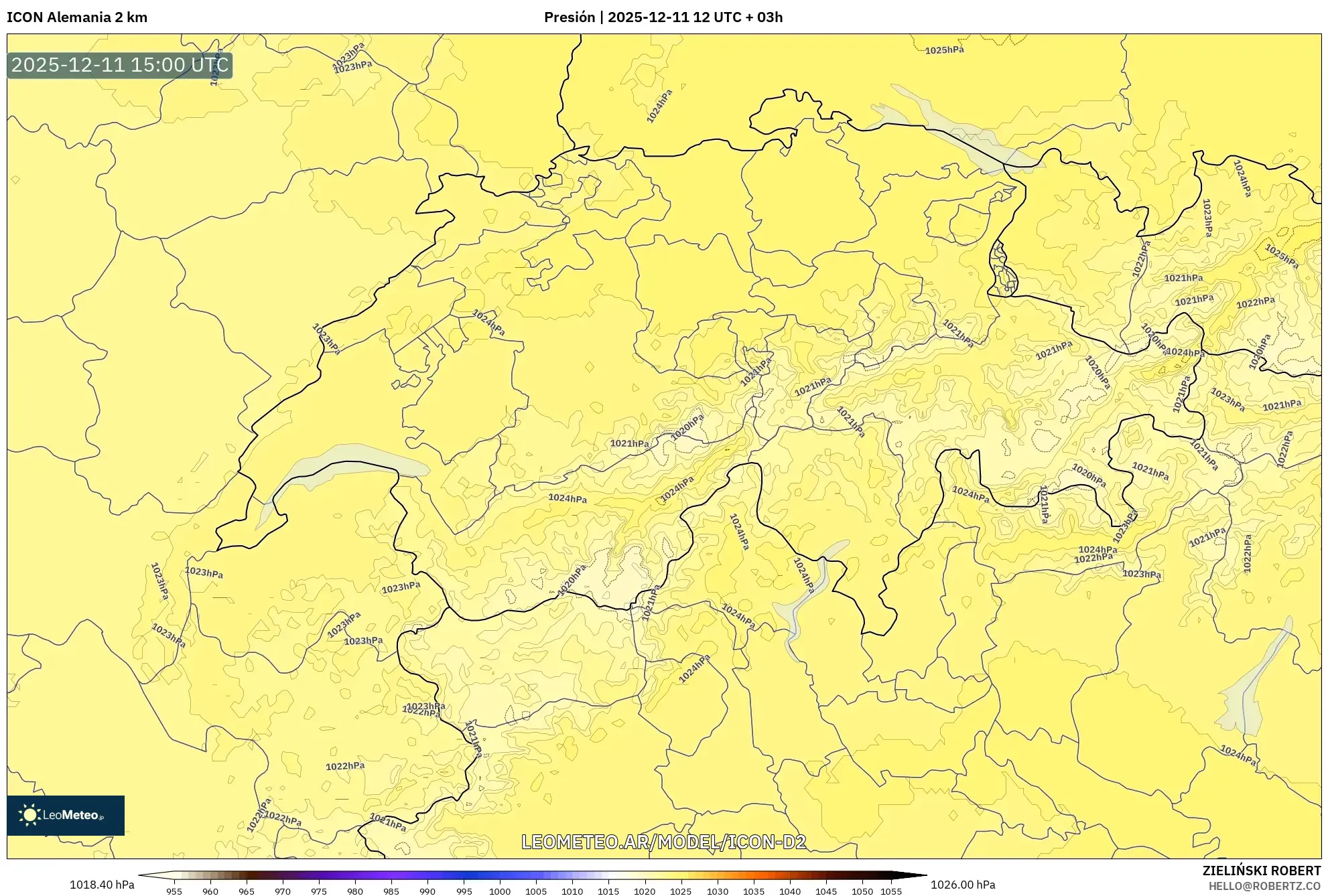 ICON Alemania 2 km model - Suiza, Presión