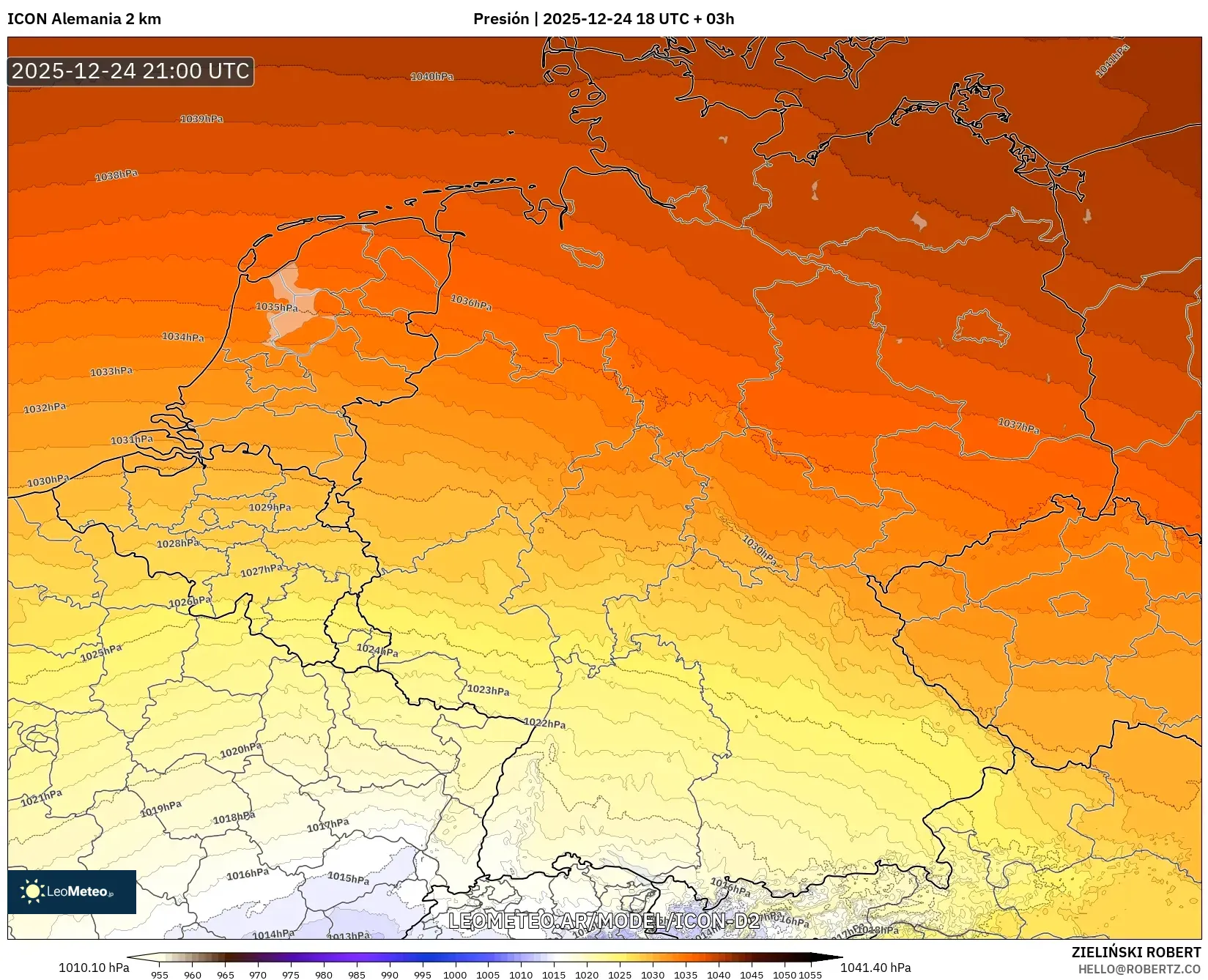 ICON Niemcy 2 km model - Niemcy, Ciśnienie