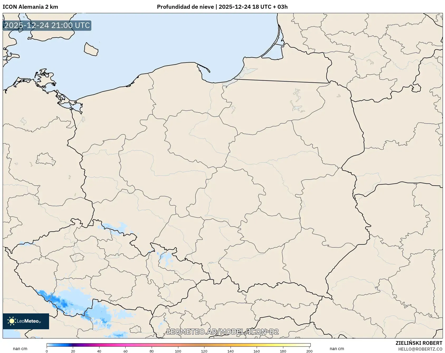 ICON Niemcy 2 km model - Polska, Pokrywa śnieżna
