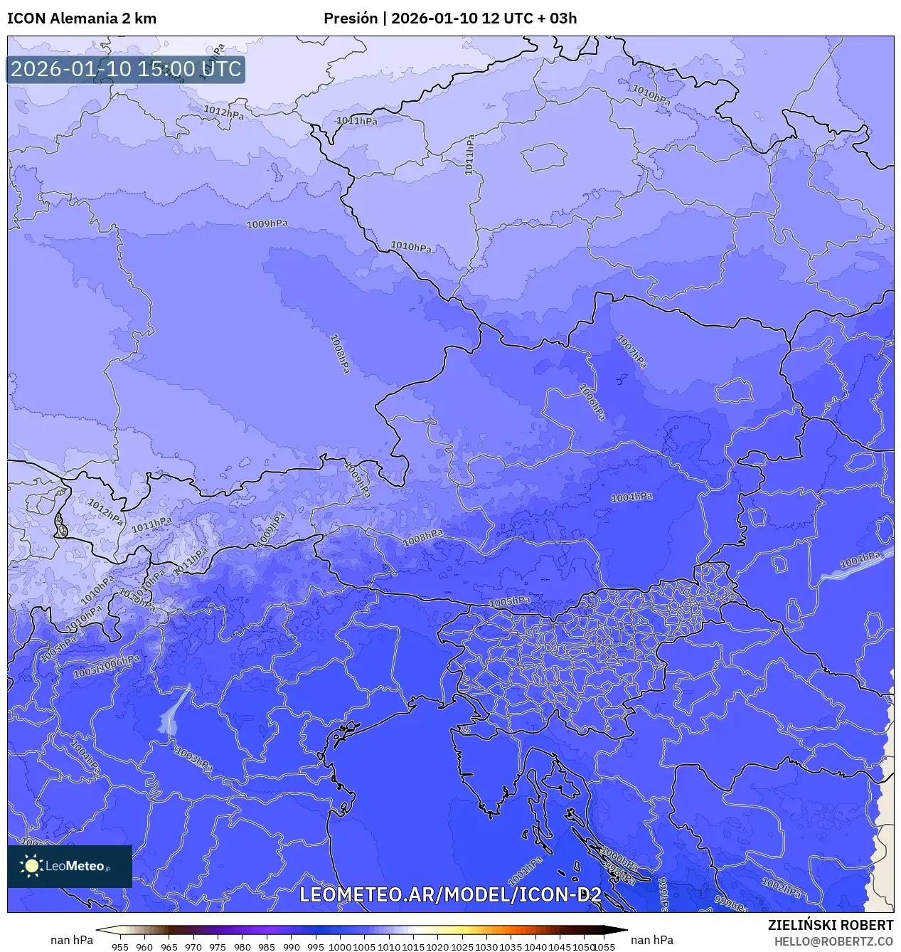 ICON Alemania 2 km model - Austria, Presión