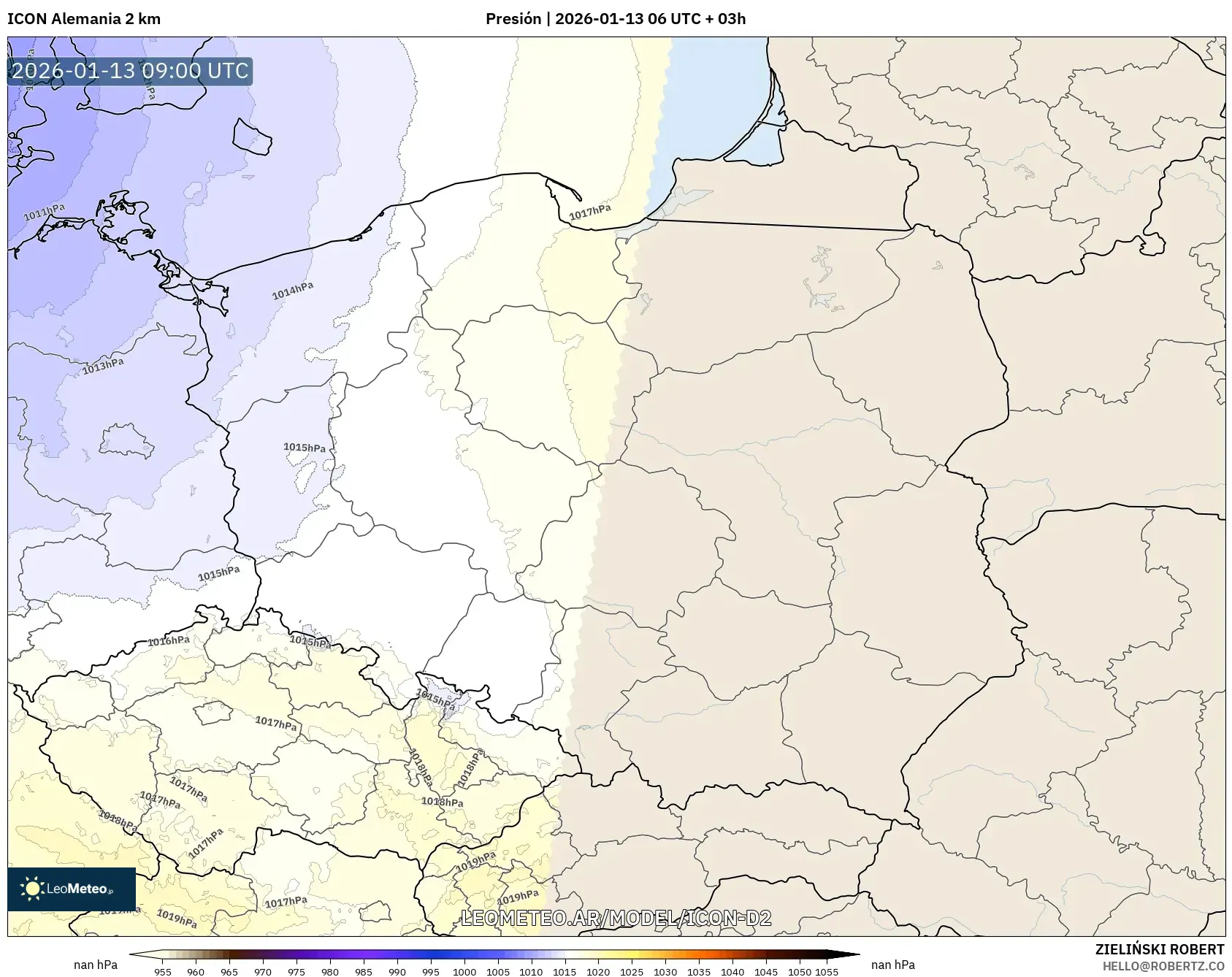 ICON Alemania 2 km model - Polonia, Presión