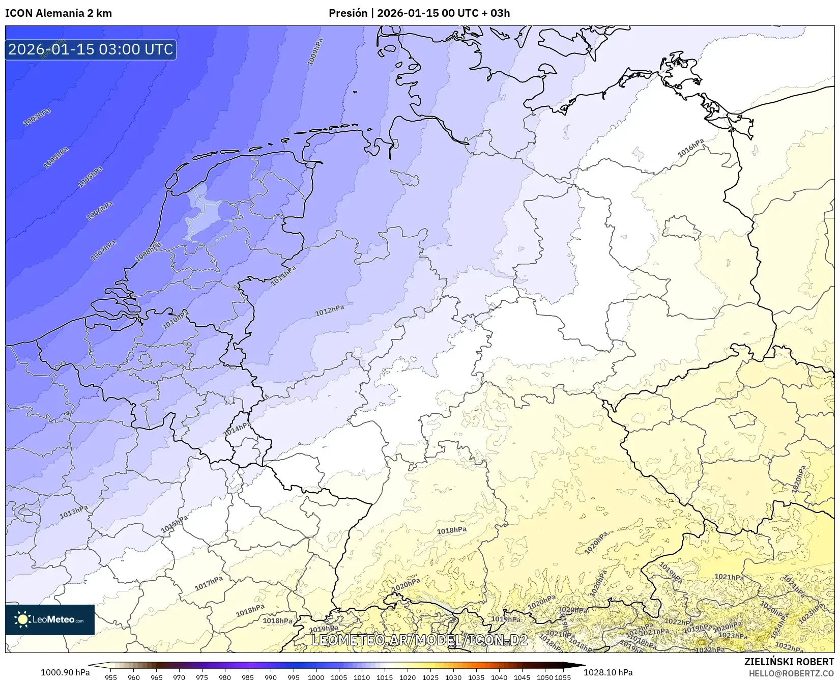 ICON Alemania 2 km model - Alemania, Presión