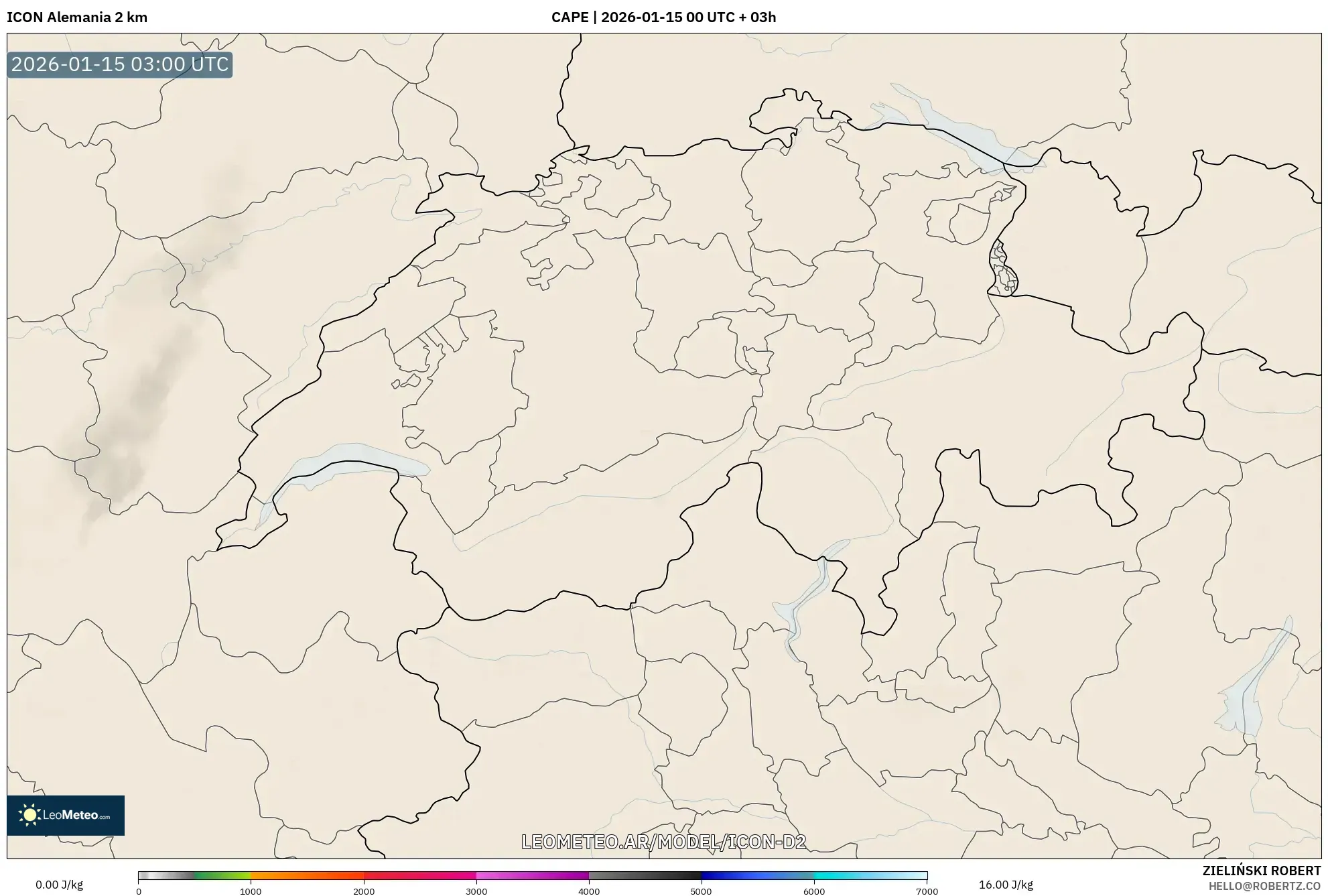 ICON Alemania 2 km model - Suiza, CAPE