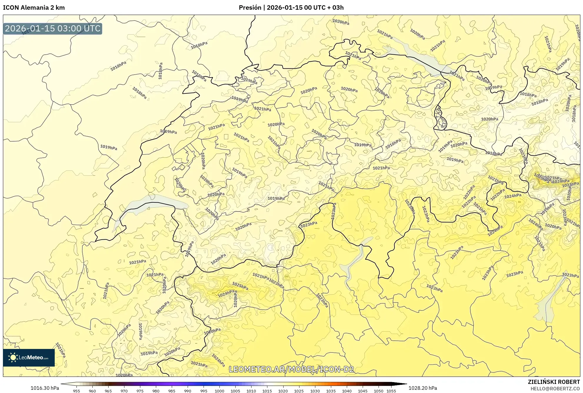 ICON Alemania 2 km model - Suiza, Presión
