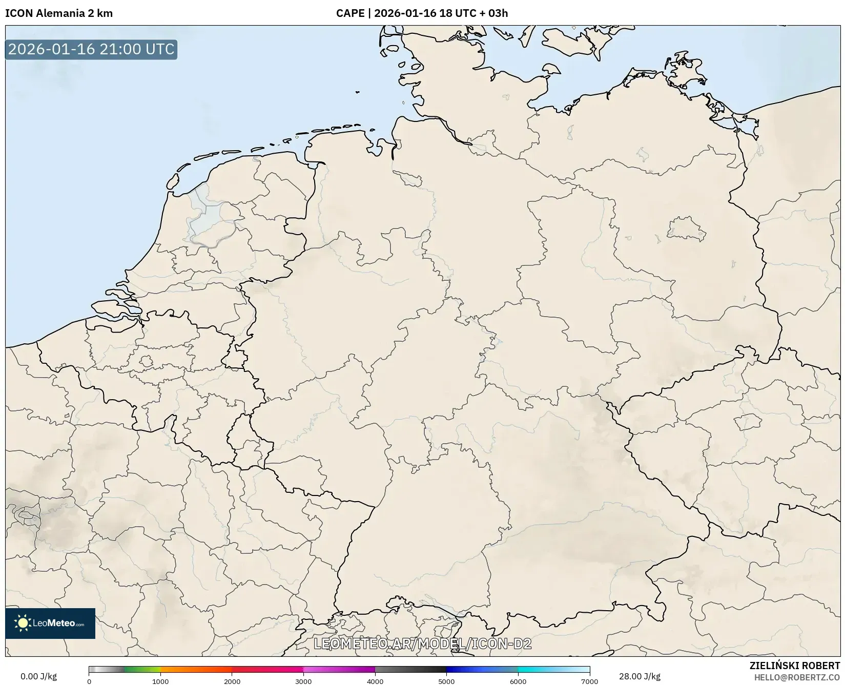 ICON Alemania 2 km model - Alemania, CAPE
