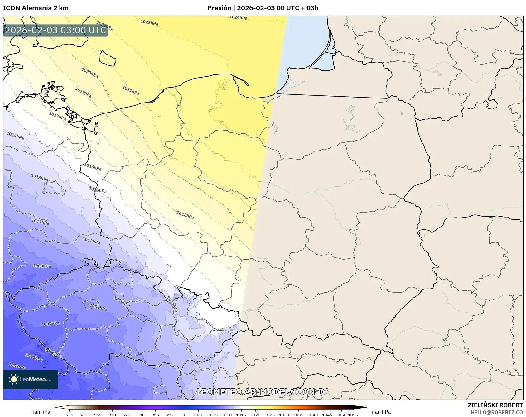 ICON Alemania 2 km model - Polonia, Presión
