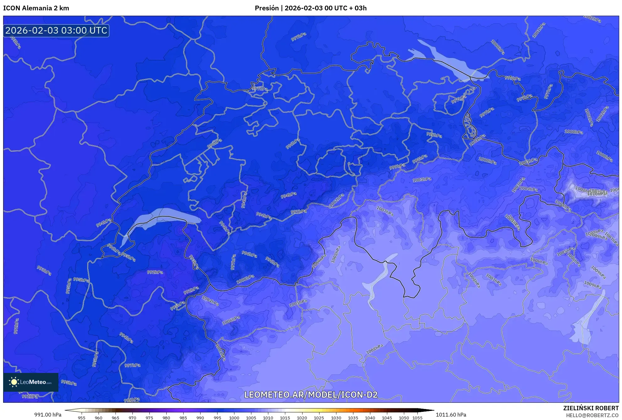 ICON Alemania 2 km model - Suiza, Presión