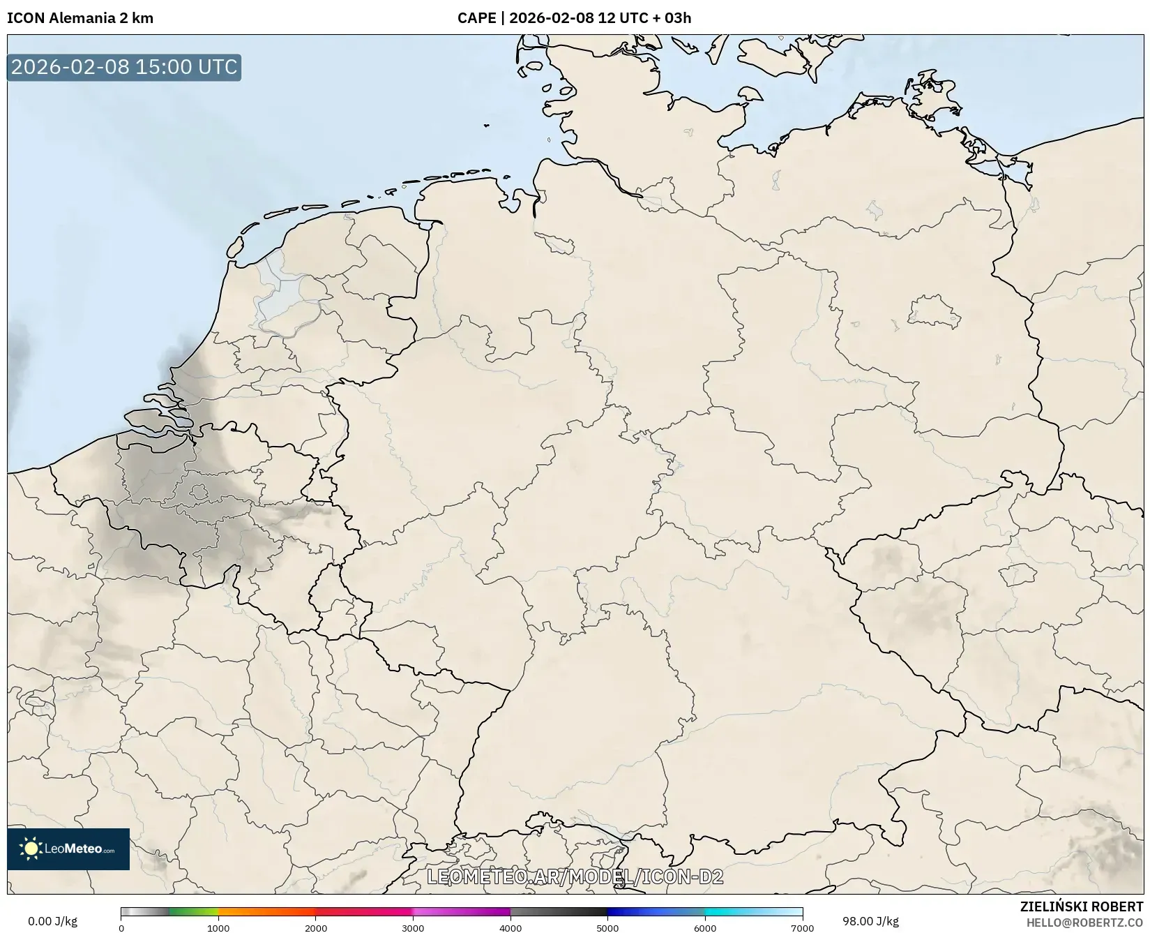 ICON Alemania 2 km model - Alemania, CAPE