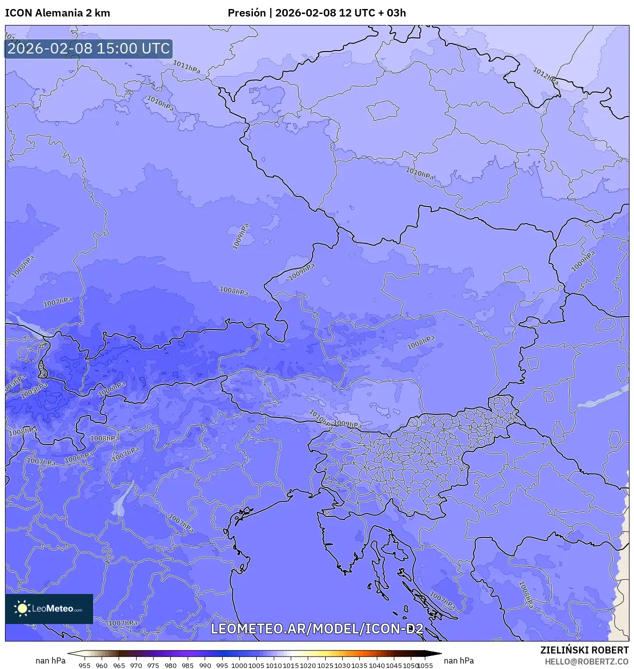 ICON Alemania 2 km model - Austria, Presión