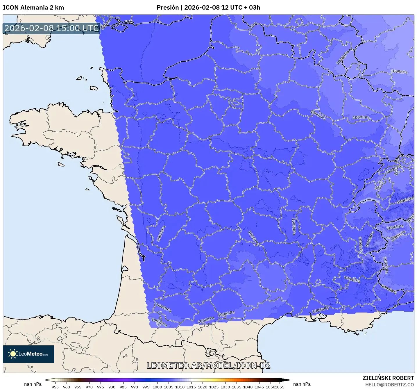 ICON Alemania 2 km model - Francia, Presión