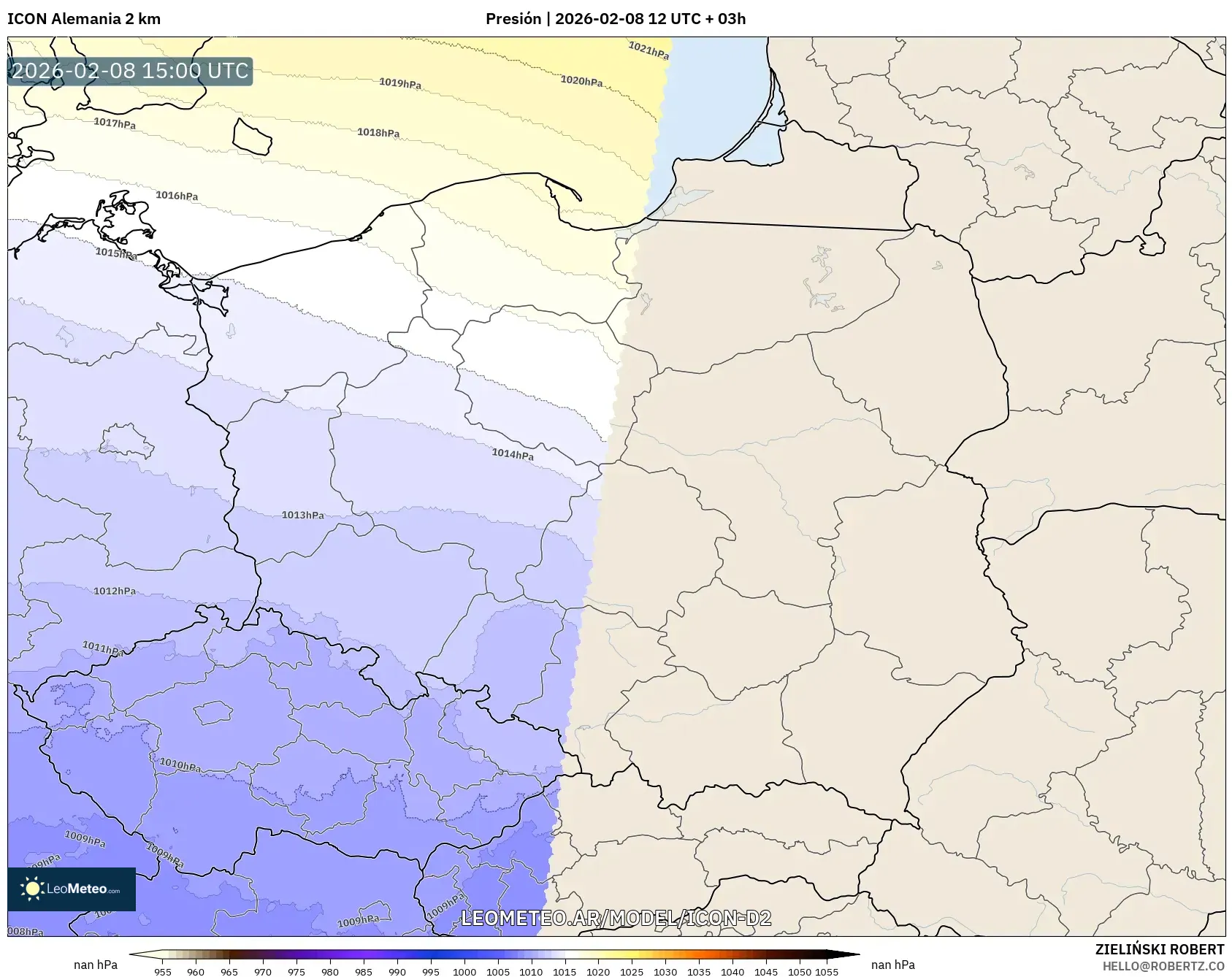 ICON Alemania 2 km model - Polonia, Presión