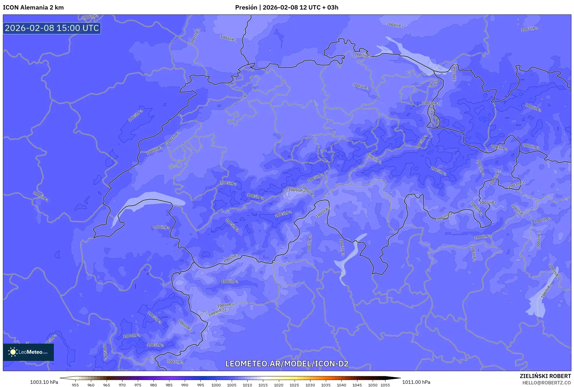 ICON Alemania 2 km model - Suiza, Presión