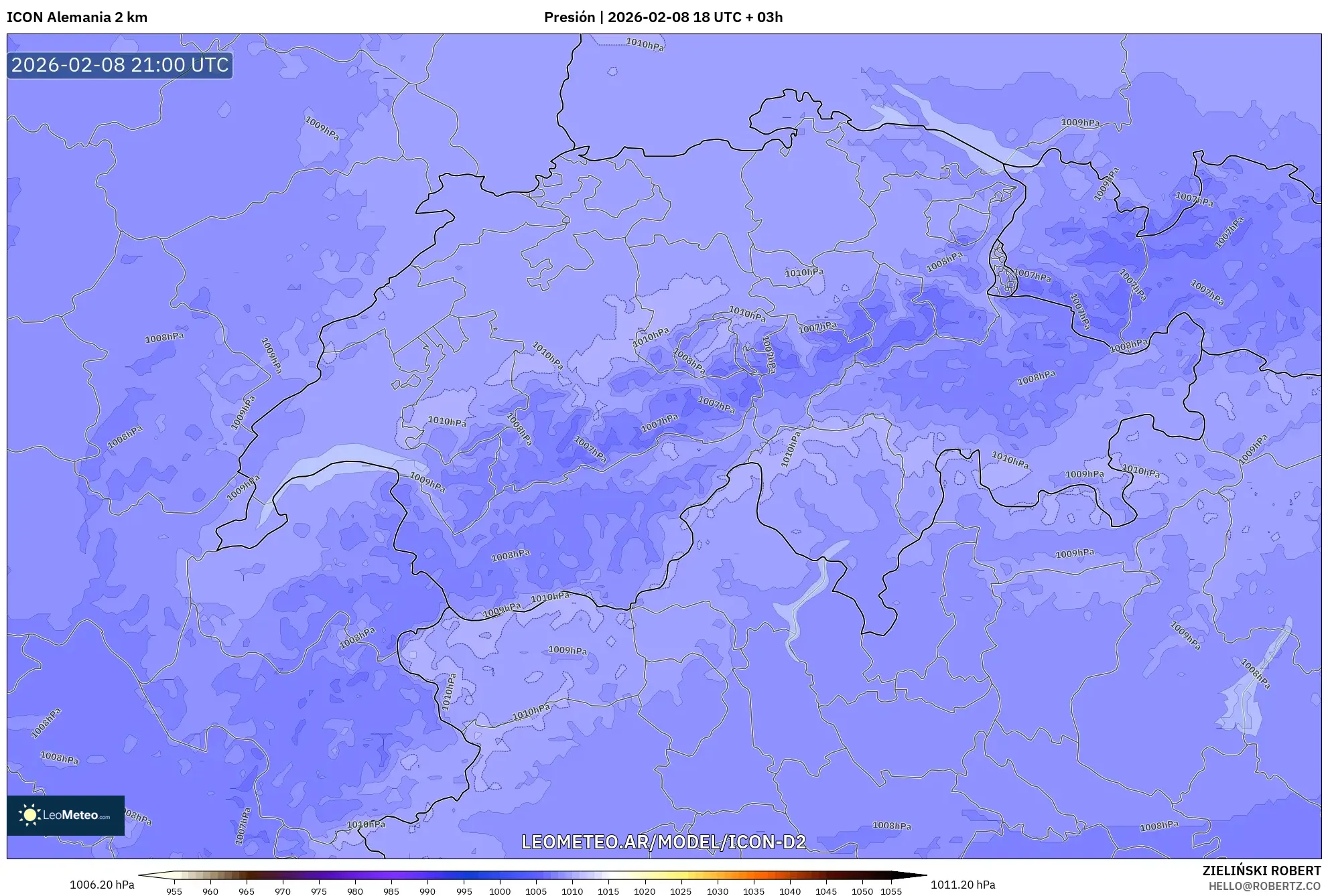 ICON Alemania 2 km model - Suiza, Presión