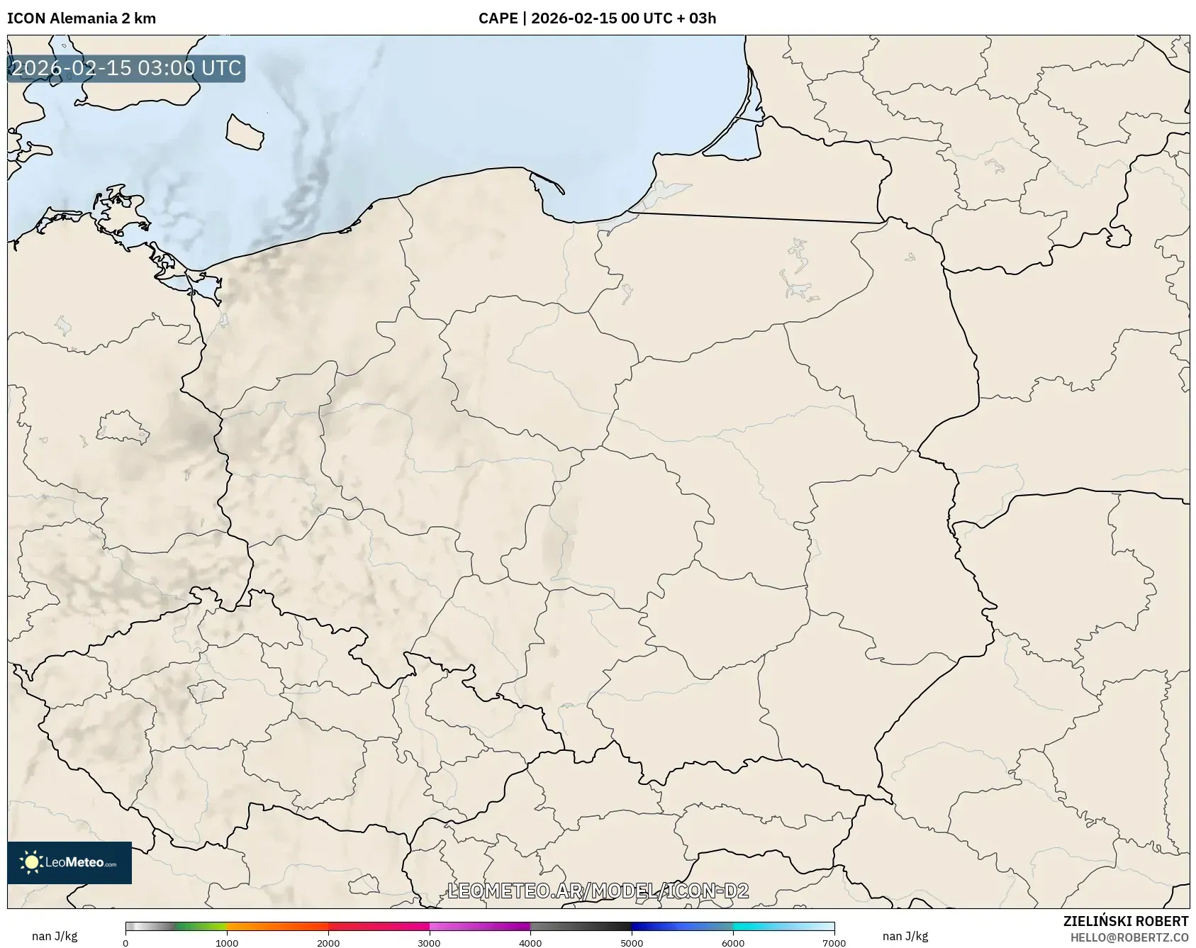 ICON Alemania 2 km model - Polonia, CAPE