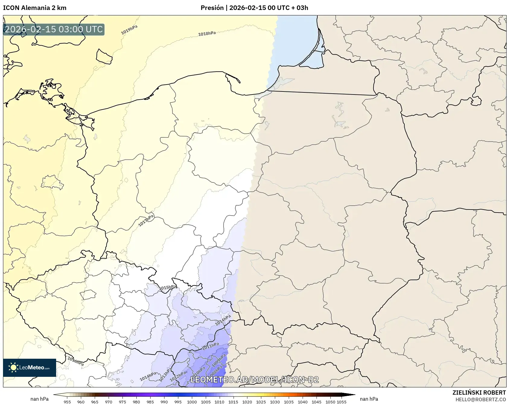 ICON Alemania 2 km model - Polonia, Presión