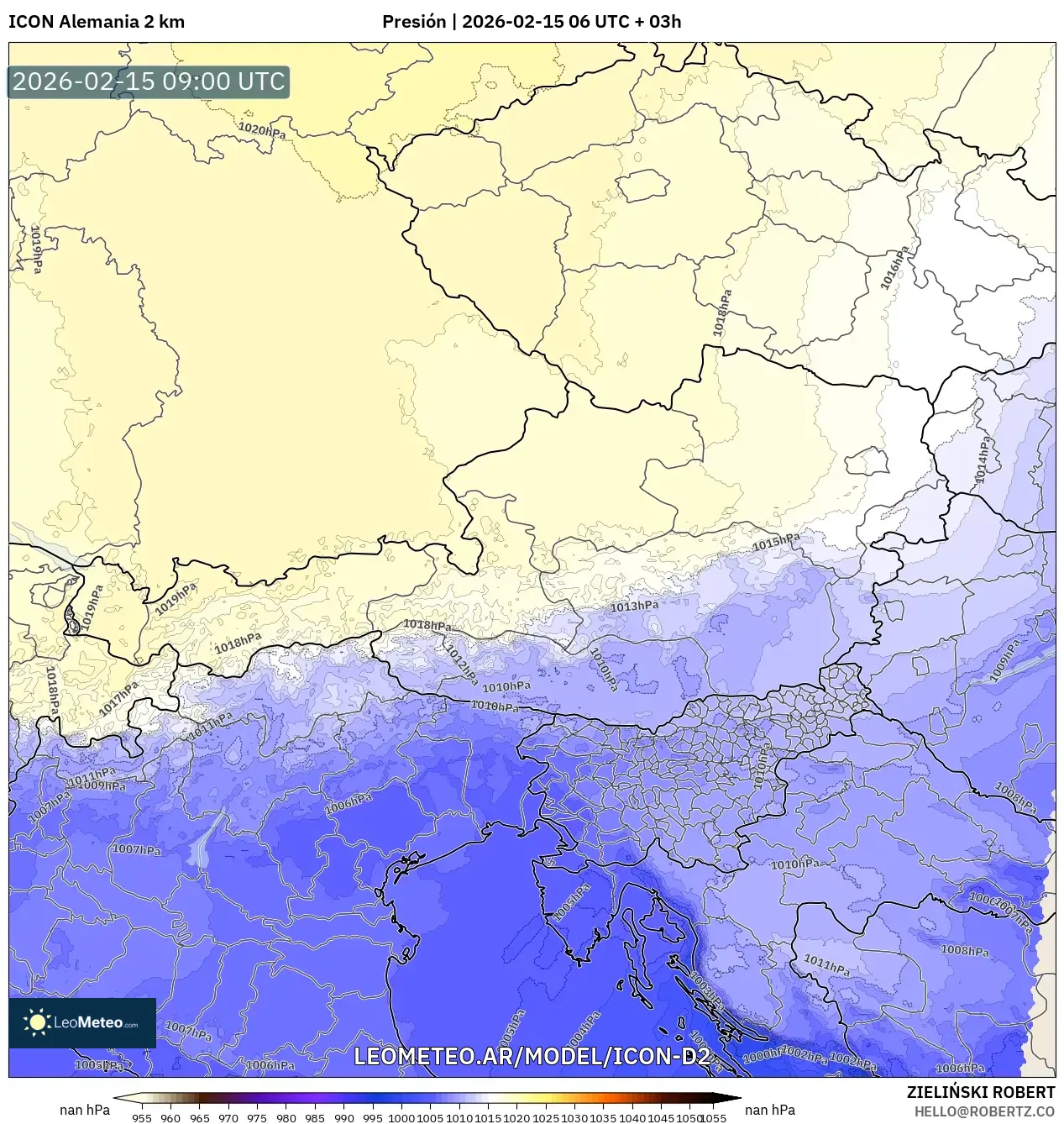 ICON Alemania 2 km model - Austria, Presión
