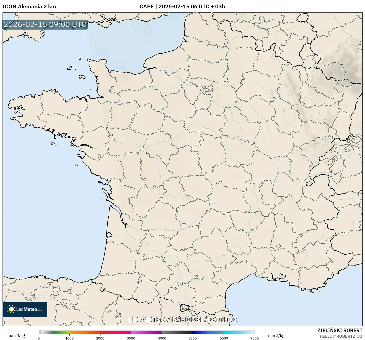 ICON Alemania 2 km model - Francia, CAPE