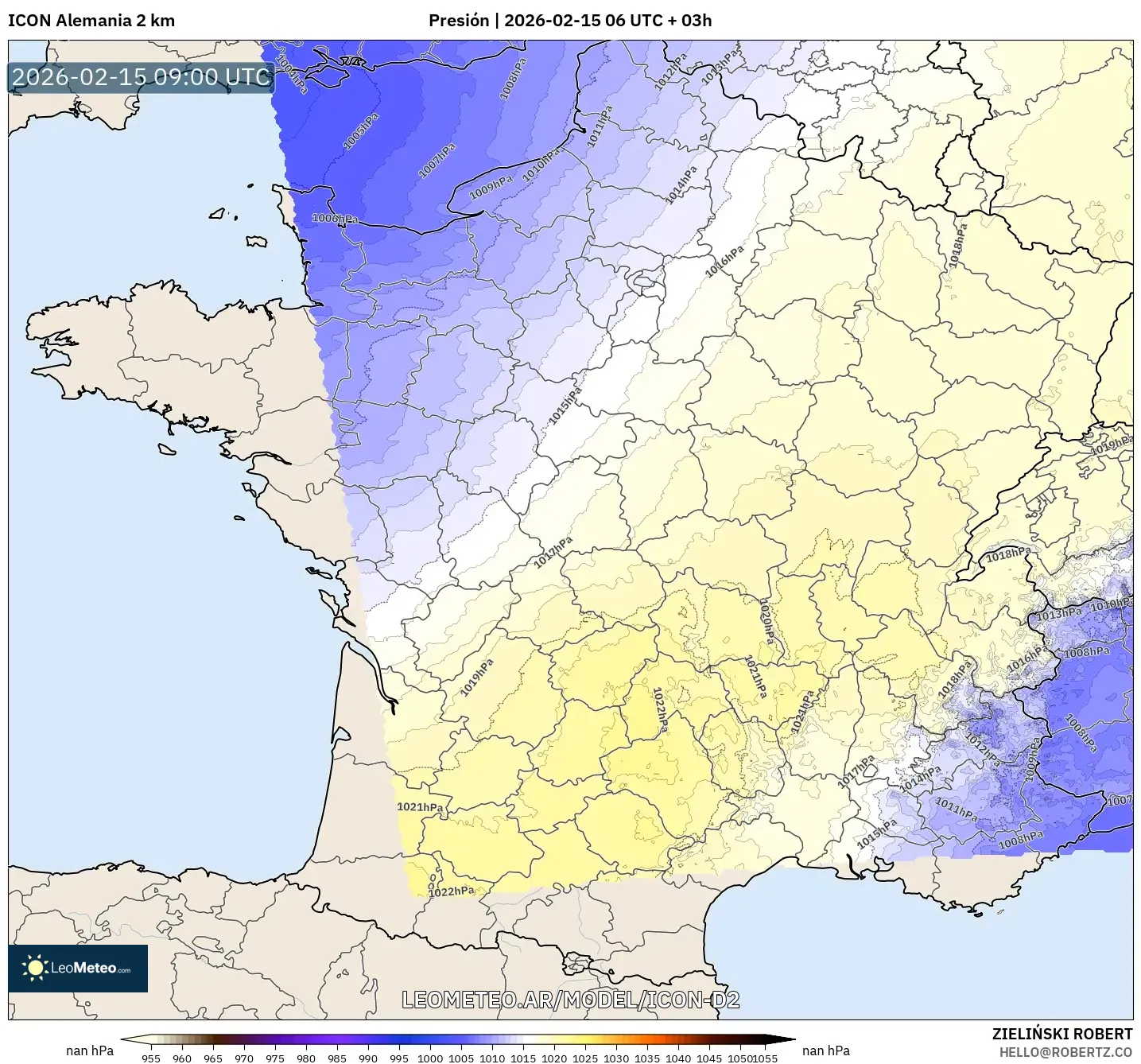 ICON Alemania 2 km model - Francia, Presión