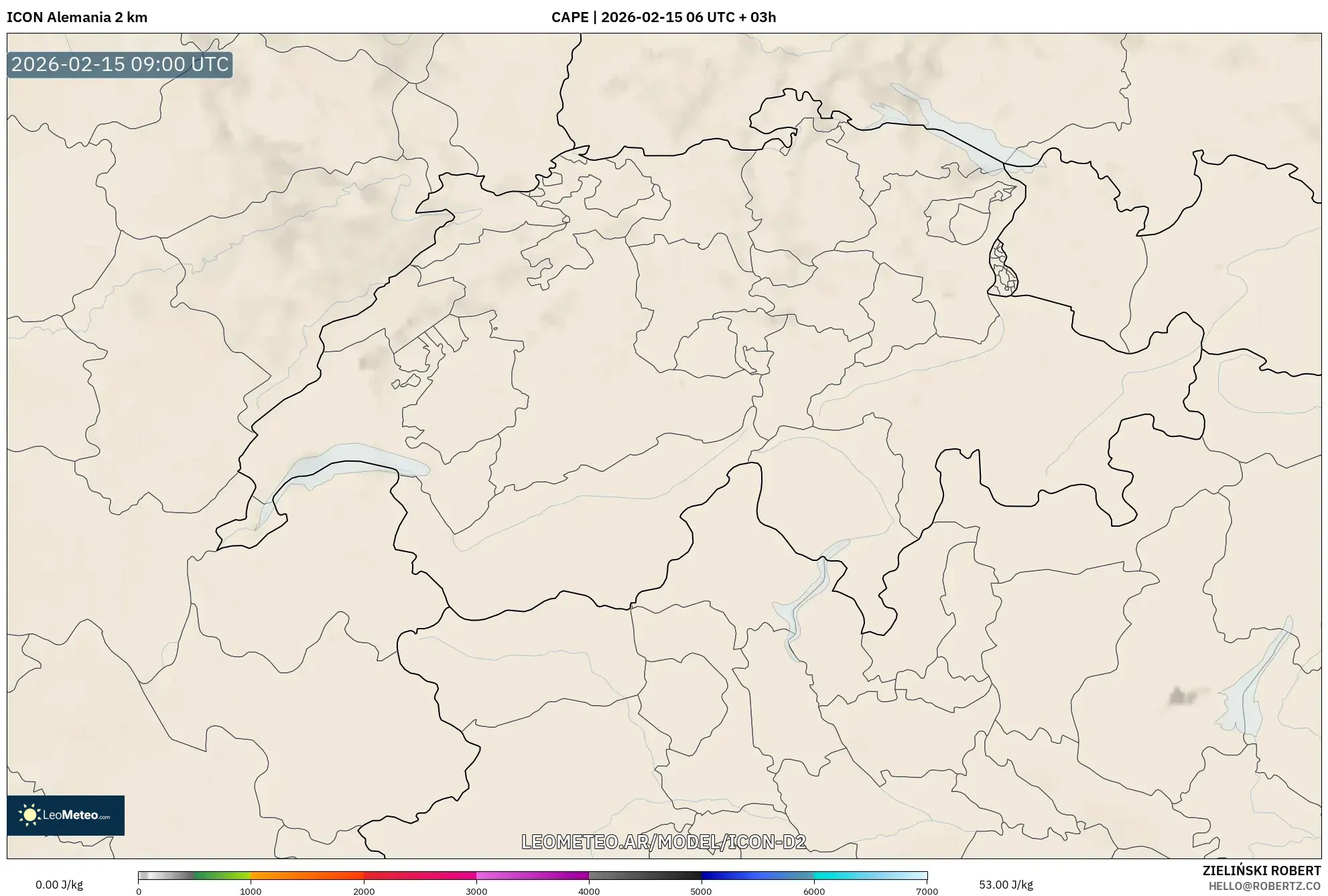 ICON Alemania 2 km model - Suiza, CAPE