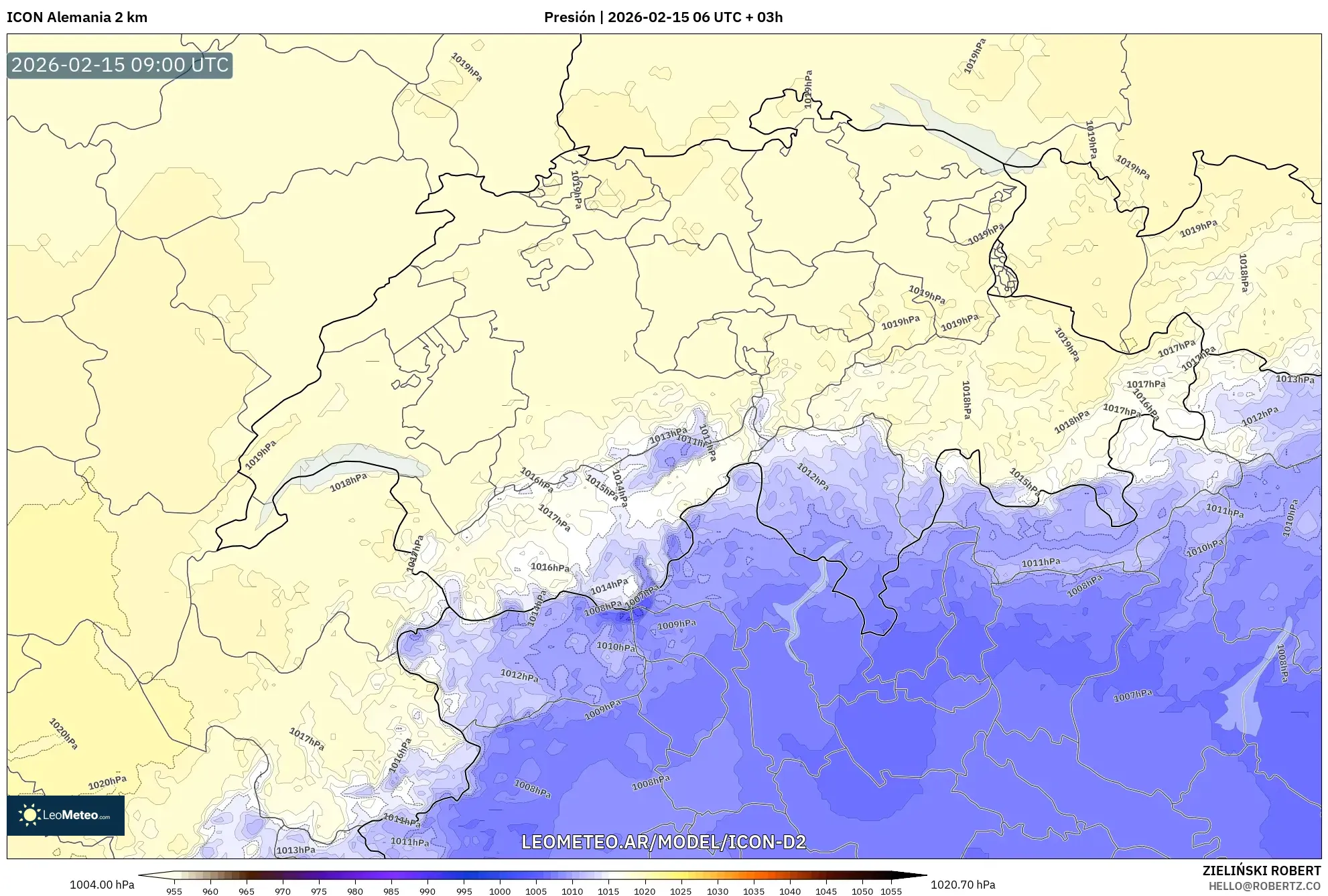 ICON Alemania 2 km model - Suiza, Presión