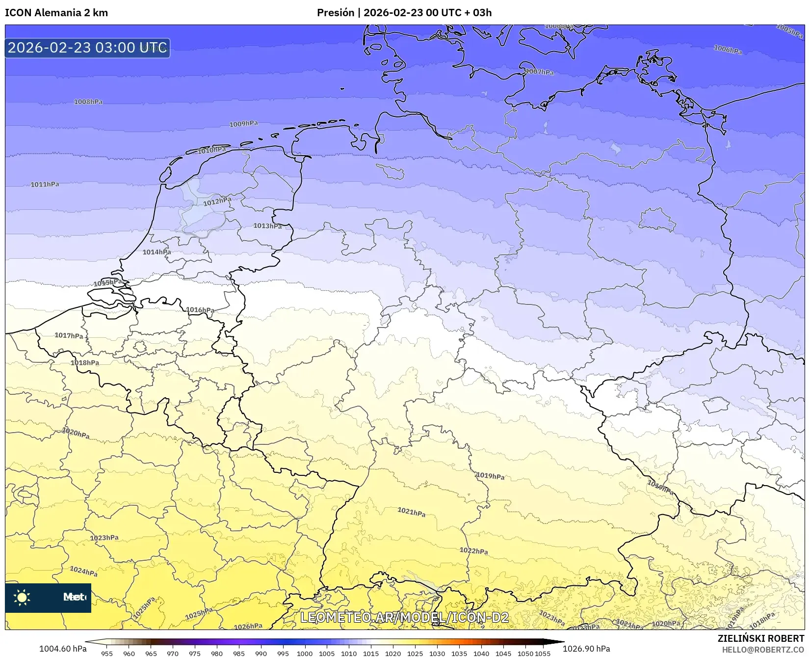 ICON Niemcy 2 km model - Niemcy, Ciśnienie
