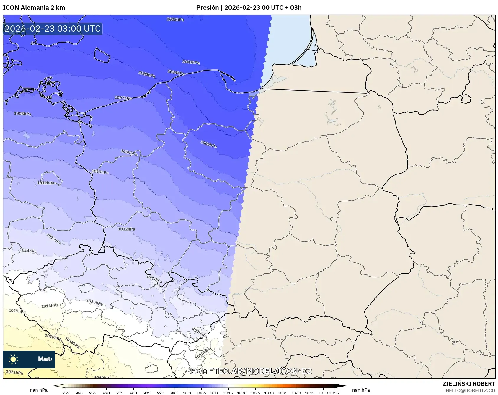 ICON Niemcy 2 km model - Polska, Ciśnienie