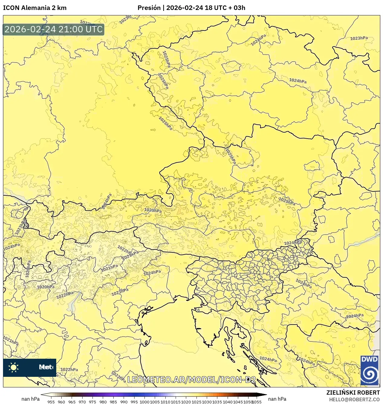 ICON Alemania 2 km model - Austria, Presión