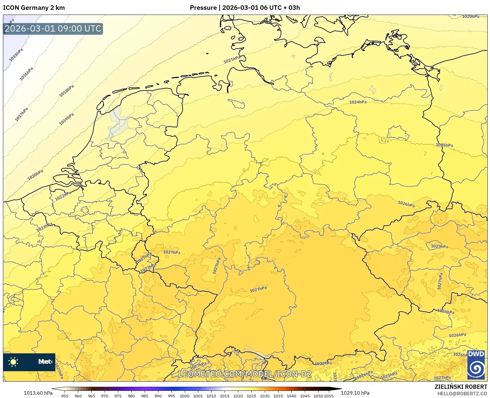 ICON Alemania 2 km model - Alemania, Presión